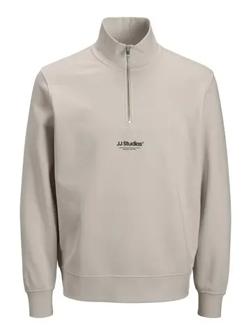 Jack & Jones JJESOHO SWEAT QUARTER ZIP HN NOOS Grå