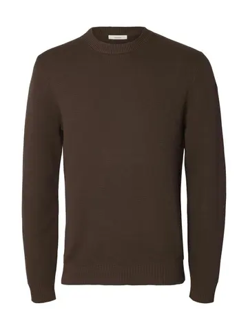 SELECTED SLHDANE LS KNIT STRUCTURE CREW NECK Brun