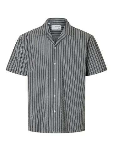 SELECTED SLHRELAXED-ACE SEERSUCKER SS SHIRT Blå