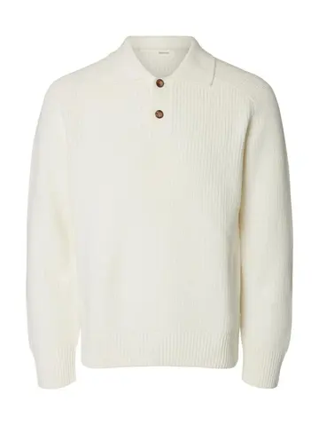 SELECTED SLMPIM LS KNIT POLO CAMP 