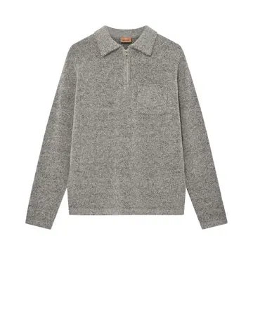 Mos Mosh MMGRyan Soft Zip Polo Pullover Grå
