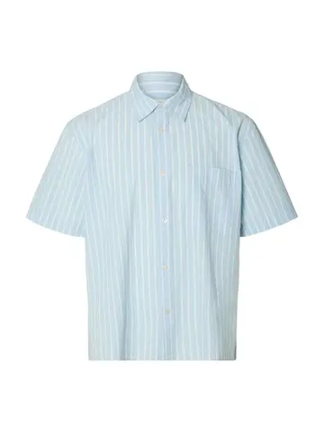 SELECTED SLHRLXSTUART SEERSUCKER SS SHIRT Lysblå