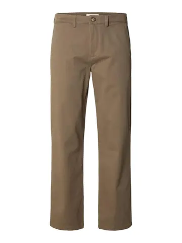 SELECTED SLM196-STRAIGHT MILES TWILL PANT NO Brun