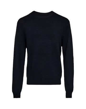 Black Blue O-neck w. structure regular fi 