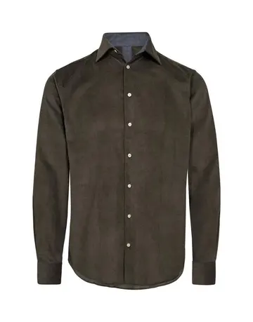 Garant Modern fit l/s shirt baby cord Mørkgrøn
