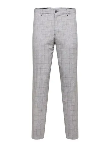 SELECTED SLHSLIM-LIAM LT GREY CHK TRS FLEX B Grå
