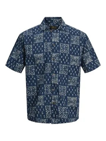 Jack & Jones JPRBLULYON PRINT DOBBY S/S SHIRT SN Blå