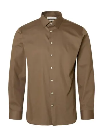 SELECTED SLHSLIM-PERFORMANCE SHIRT LS NOOS Brun