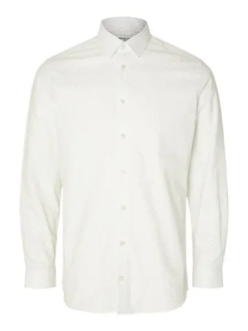 SELECTED SLHSLIMSOHO-ETHAN-AOP SHIRT LS B NO Hvid