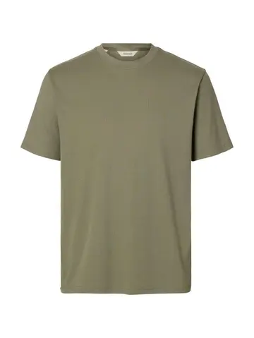 SELECTED SLMSPENCER RIB SS O-NECK TEE NOOS Grå