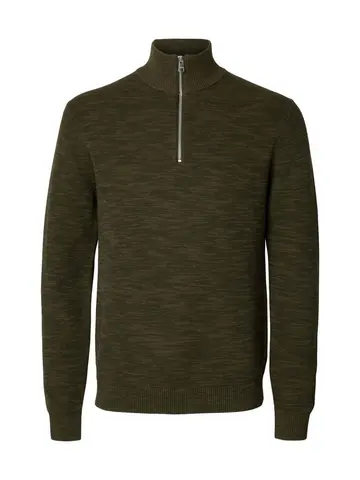 SELECTED SLHDANE LS KNIT STRUCTURE HALF ZIP Grøn