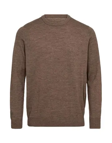Garant Reg fit o-neck merino lysbrun