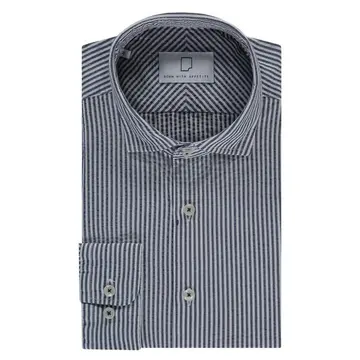 Born With Appetite SAWYER SEERSUCKER SHIRT WS LS Navy