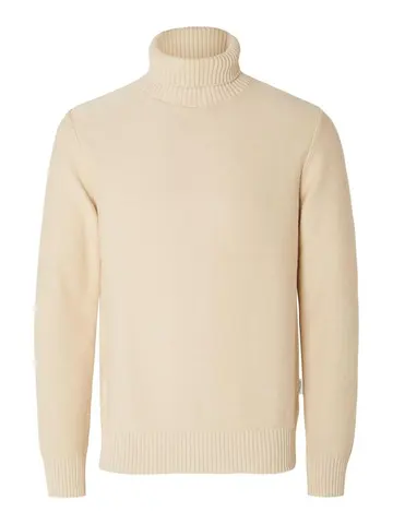 SELECTED SLHAXEL LS KNIT ROLL NECK W Khaki
