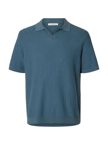 SELECTED SLHMATTIS SS LINEN BLEND STRUC POLO Grå
