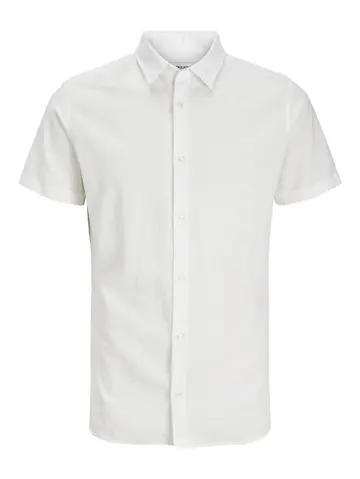 Jack & Jones JJEBREEZE LINEN BLEND SHIRT SS SN P Hvid