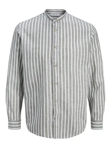 Jack & Jones JJESUMMER LINEN BLEND BAND SHIRT L/ Grå