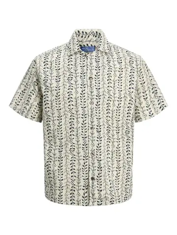 Jack & Jones JPRBLULYON PRINT DOBBY S/S SHIRT SN Grå