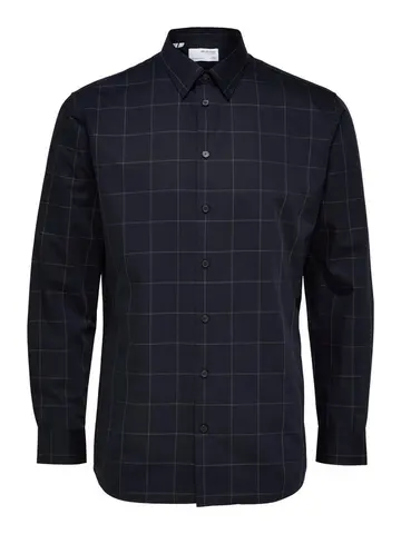 SELECTED SLHSLIMETHAN-CHECK SHIRT CLASSIC B Blå