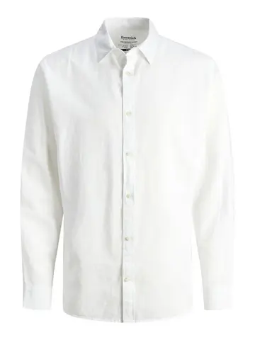Jack & Jones JJESUMMER LINEN BLEND SHIRT LS SN Hvid