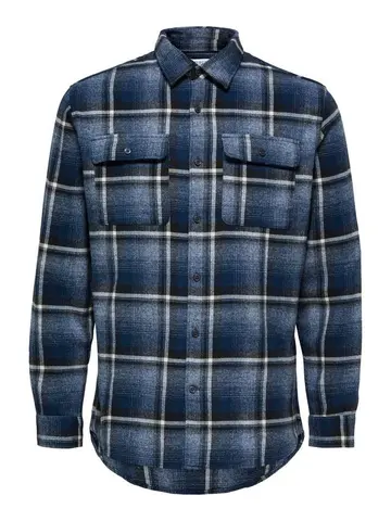 SELECTED SLHREGSCOT CHECK SHIRT LS W Blå