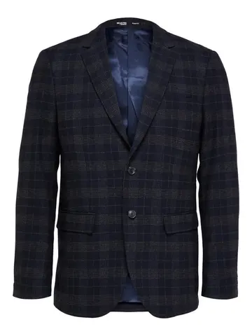 SELECTED SLHSLIM-ELI CHECK WOOL BLZ B NOOS Blå