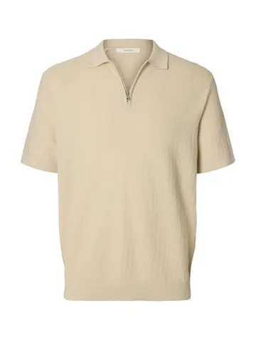 SELECTED SLHCRAN SS KNIT STRUCTURE HALF ZIP 