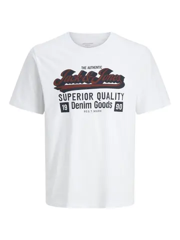 Jack & Jones JJELOGO TEE SS O-NECK 2 COL AW25 SN Hvid