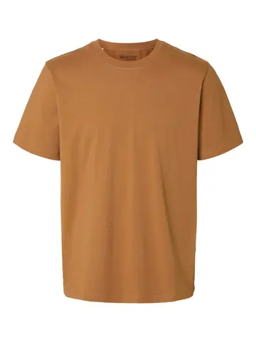 SELECTED SLHASPEN SS O-NECK TEE W NOOS Brun