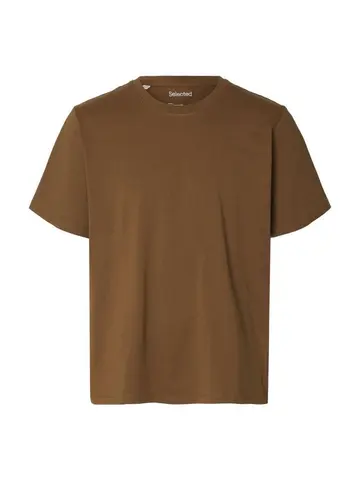 SELECTED SLHASPEN SS O-NECK TEE W NOOS Brun