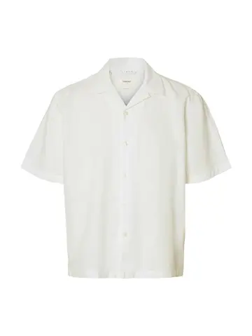 SELECTED SLMRLXCASPER CLAY LINENBLEND SS SHT Hvid