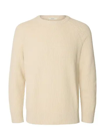 SELECTED SLMBRAUN KNIT RLX RIB CREW NECK NOO Grå