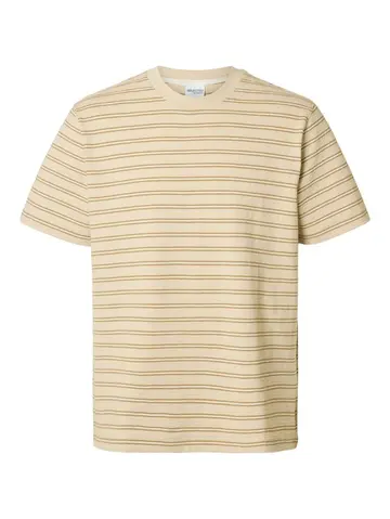 SELECTED SLHELI SEERSUCKER SS O-NECK TEE Grå