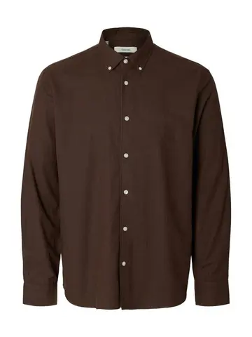 SELECTED SLMCOLE-JAY REG MELANGE LS SHIRT NO Brun