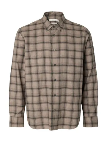 SELECTED SLMCOLE-JAY REG MELANGE LS SHIRT NO Brun