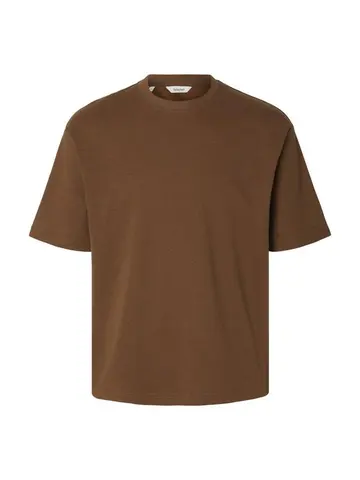 SELECTED SLHLOOSEOSCAR SS O-NECK TEE NOOS Brun