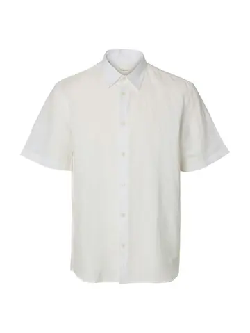 SELECTED SLMREGCLAUS CLAY LINENBLEND SS SHT Hvid