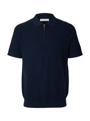 SELECTED SLHCRAN SS KNIT STRUCTURE HALF ZIP Mørk navy