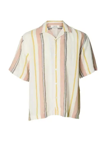 SELECTED SLHRLXKYLIAN LINEN SS SHIRT RESORT Hvid
