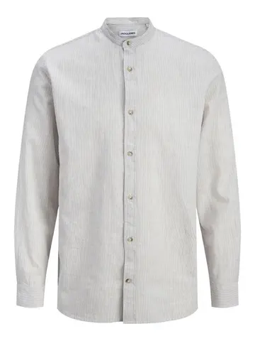 Jack & Jones JJESUMMER LINEN BLEND BAND SHIRT L/ Grå