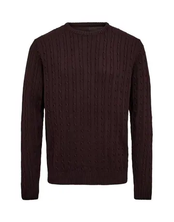Garant Casual Cable o-neck knit regular fit Bordeaux