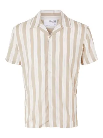 SELECTED SLHREGAIR SHIRT SS MIX W Khaki