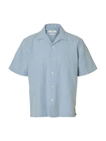 SELECTED SLMRLXCASPER CLAY LINENBLEND SS SHT Blå