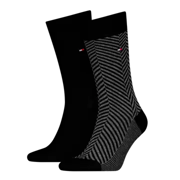 Tommy Hilfiger TH MEN SOCK 2P IRREGULAR HERRINGB Sort