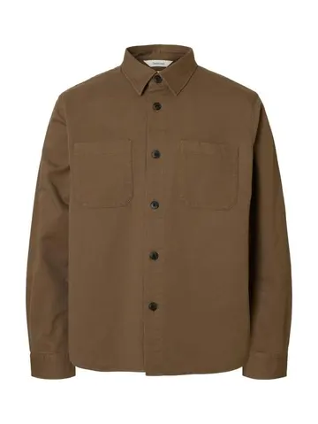 SELECTED SLHTRAVIS TWILL OVERSHIRT LS NOOS Brun