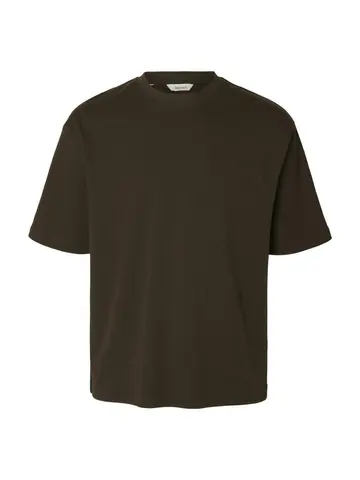 SELECTED SLHLOOSEOSCAR SS O-NECK TEE NOOS Brun