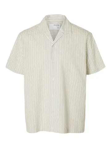 SELECTED SLHRELAXED-ACE SEERSUCKER SS SHIRT Hvid