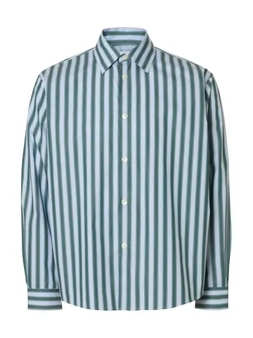 SELECTED SLHRLXHENRIC STRIPE LS SHIRT Grøn