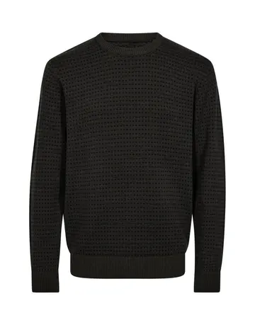 BLACK BLUE O-NECK KNIT REG FIT 