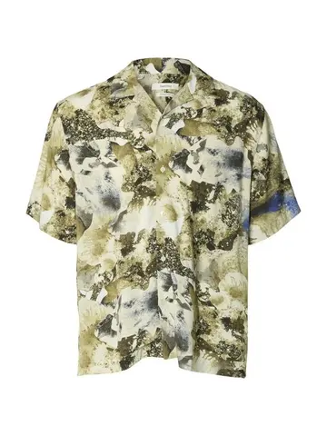 SELECTED SLHRELAX-VERO SHIRT SS AOP Grå